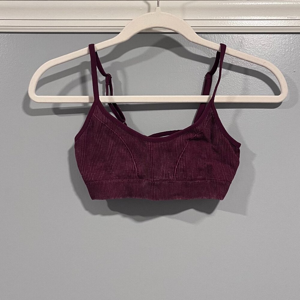 Aéropostale Maroon Ribbed Bralette – Crisscross Back, Size Small